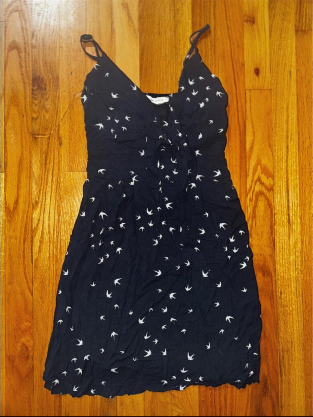 Amazon Black Mini Dress with White Bird Print